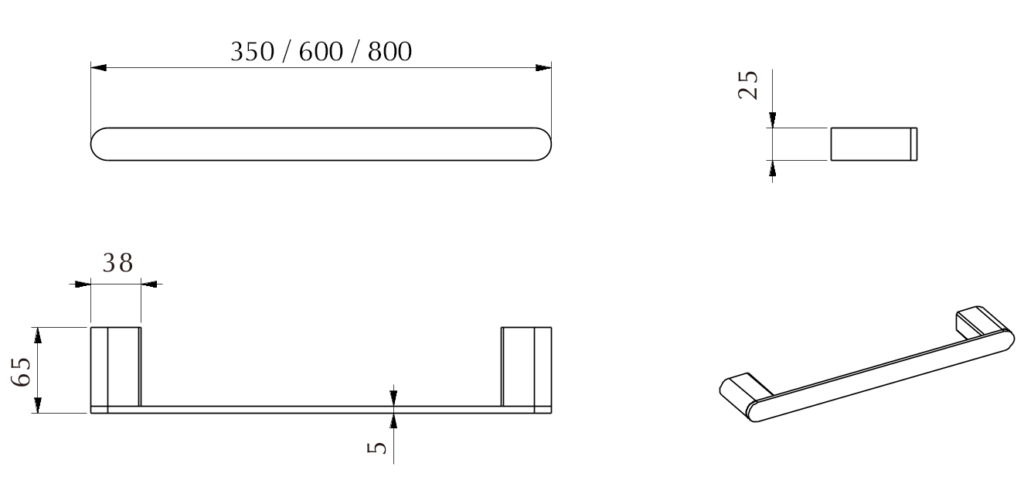 Supra Single Towel Rail - 800mm