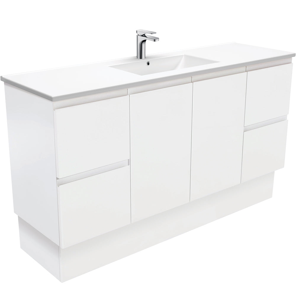 Dolce Fingerpull Satin White Vanity On Kickboard