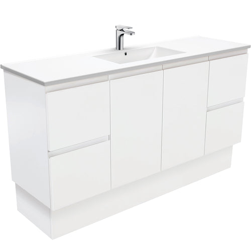 Dolce Fingerpull Satin White 1500 Single Bowl Vanity On Kickboard