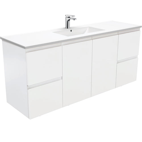 Dolce Fingerpull Satin White 1500 Single Bowl Wall-Hung Vanity