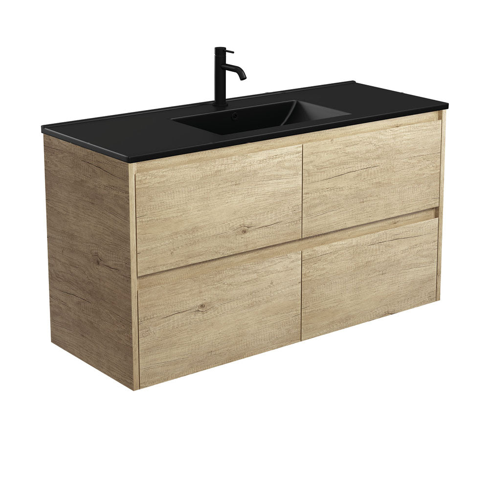 Dolce Matte Black Amato Scandi Oak Wall-Hung Vanity