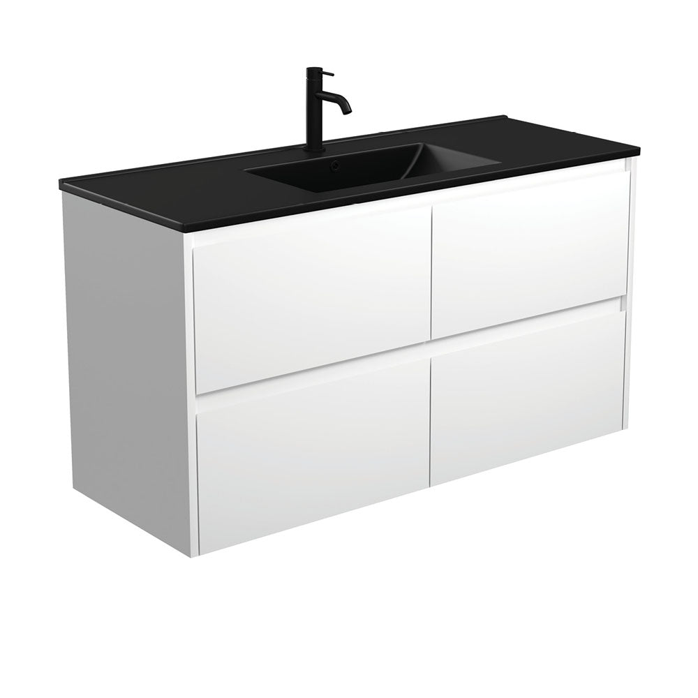 Dolce Matte Black Amato Satin White Wall-Hung Vanity