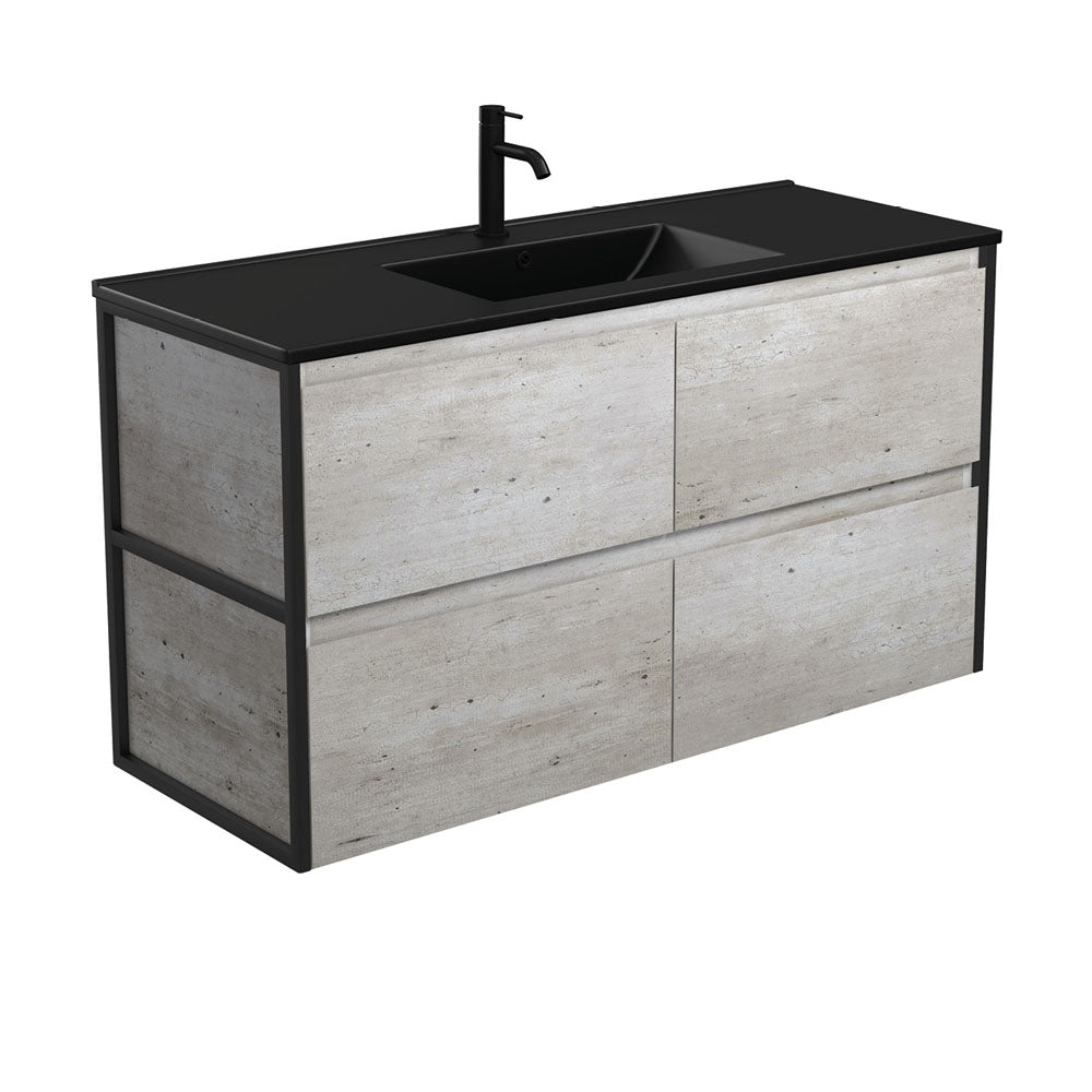 Dolce Matte Black Amato Industrial Wall-Hung Vanity