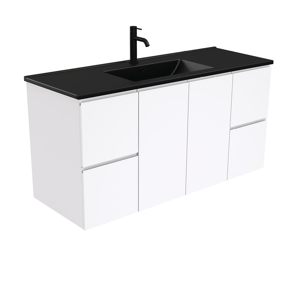 Dolce Matte Black Fingerpull Gloss White Wall-Hung Vanity