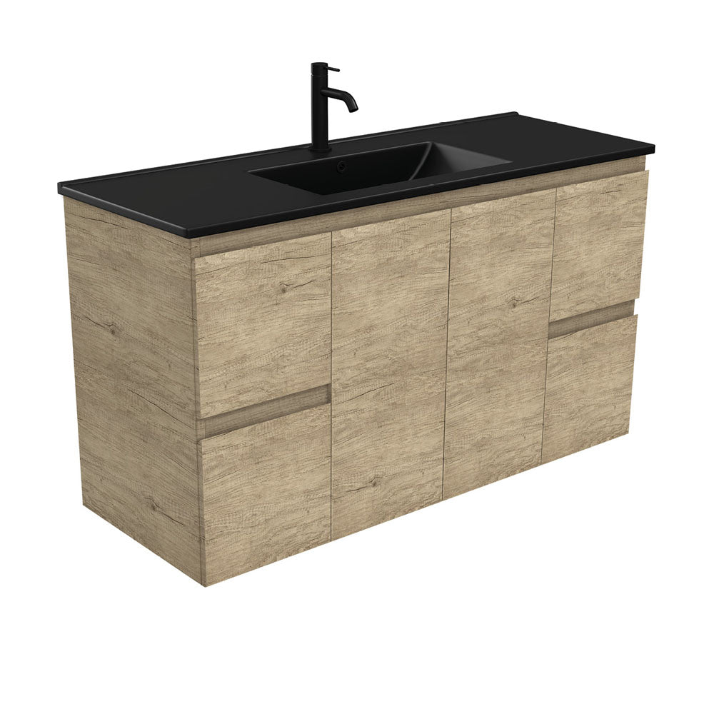 Dolce Matte Black Edge Scandi Oak Wall-Hung Vanity