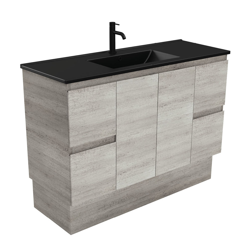 Dolce Matte Black Edge Industrial Vanity On Kickboard