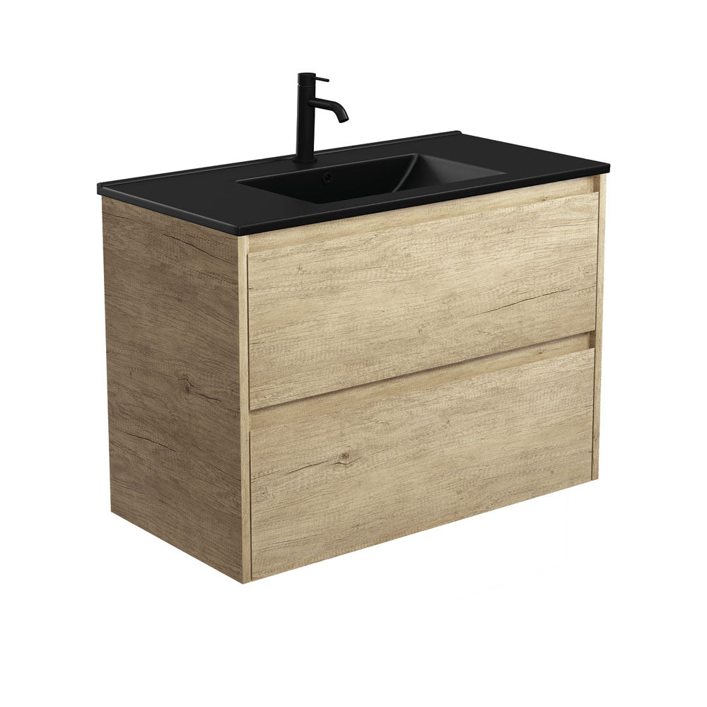 Dolce Matte Black Amato Scandi Oak Wall-Hung Vanity