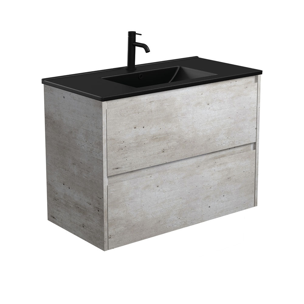 Dolce Matte Black Amato Industrial Wall-Hung Vanity