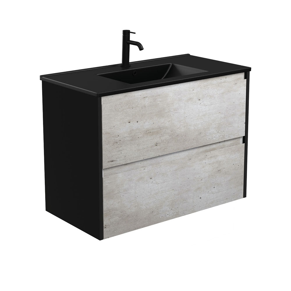 Dolce Matte Black Amato Industrial Wall-Hung Vanity