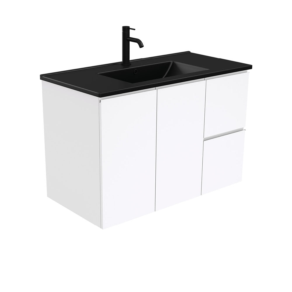 Dolce Matte Black Fingerpull Gloss White Wall-Hung Vanity