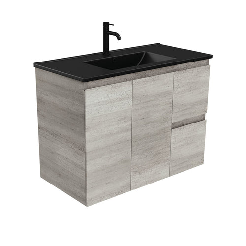 Dolce Matte Black Edge Industrial 900 Wall-Hung Vanity