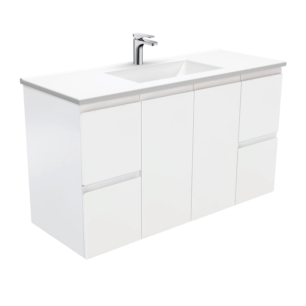 Vanessa Fingerpull Satin White 1200 Wall-Hung Vanity