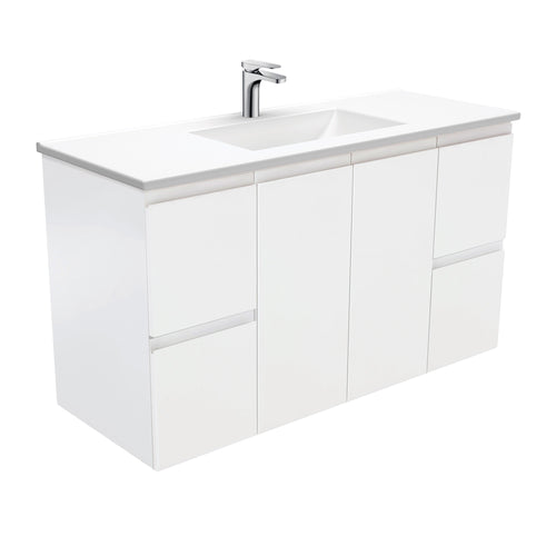 Vanessa Fingerpull Satin White 1200 Wall-Hung Vanity