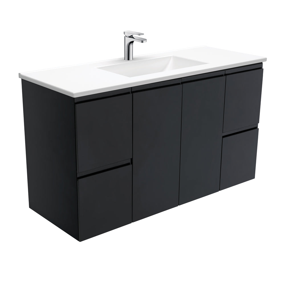 Vanessa Fingerpull Satin Black Wall-Hung Vanity