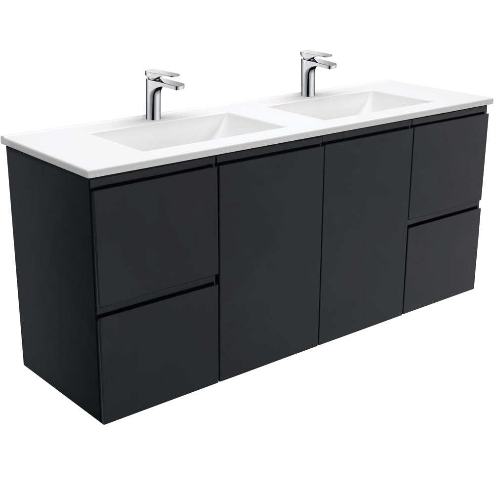 Vanessa Fingerpull Satin Black Wall-Hung Vanity