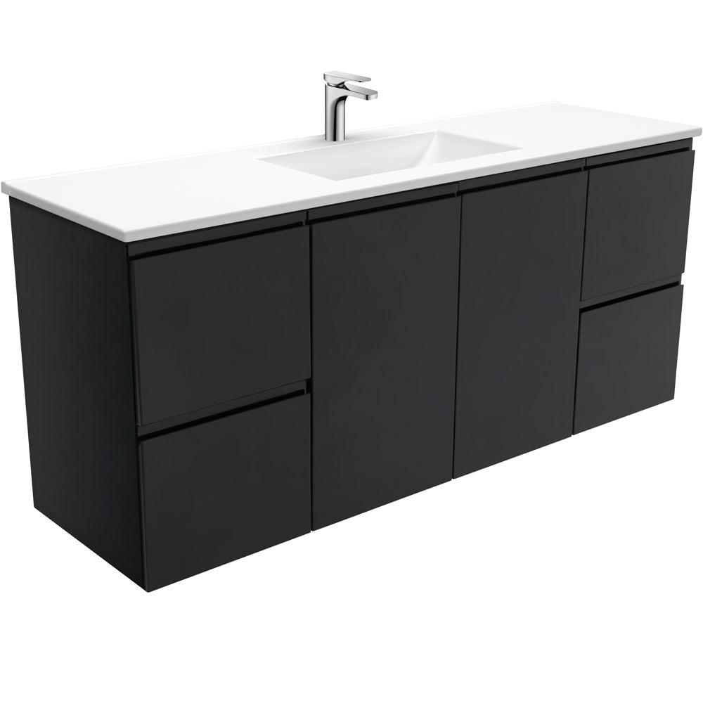 Vanessa Fingerpull Satin Black Wall-Hung Vanity