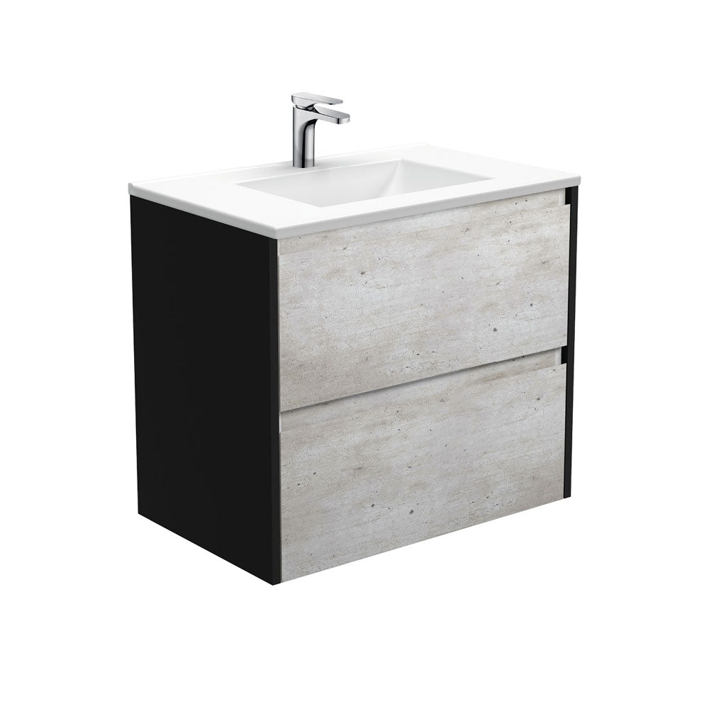 Vanessa Amato 750 Industrial Wall-Hung Vanity, Satin Black Panels