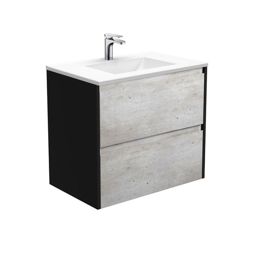 Vanessa Amato 750 Industrial Wall-Hung Vanity, Satin Black Panels