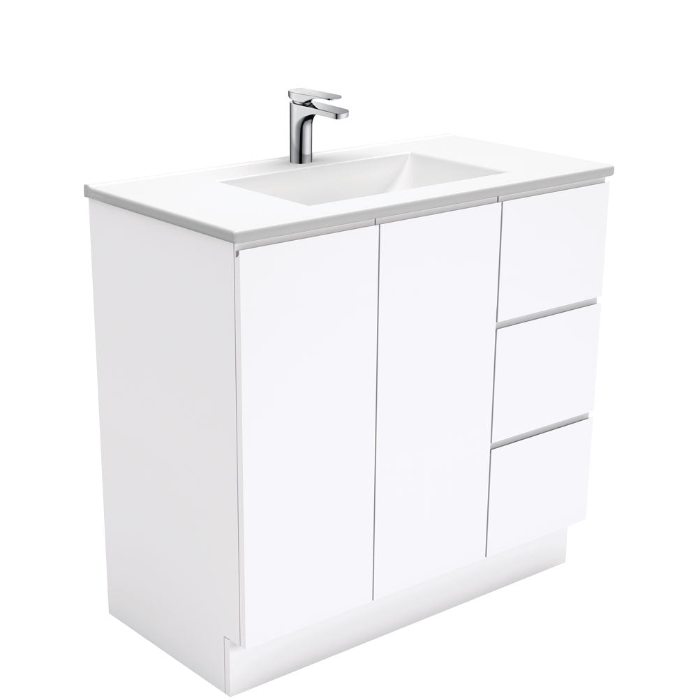 Vanessa Fingerpull Gloss White Vanity On Kickboard