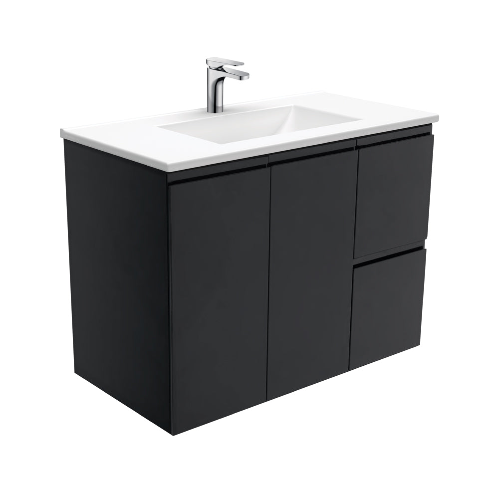 Vanessa Fingerpull Satin Black 900 Wall-Hung Vanity