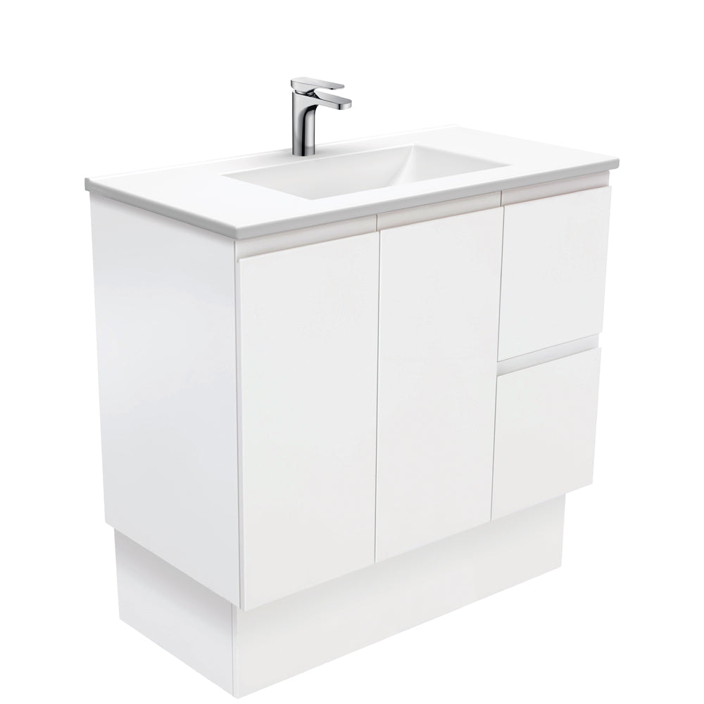 Vanessa Fingerpull Satin White Vanity On Kickboard