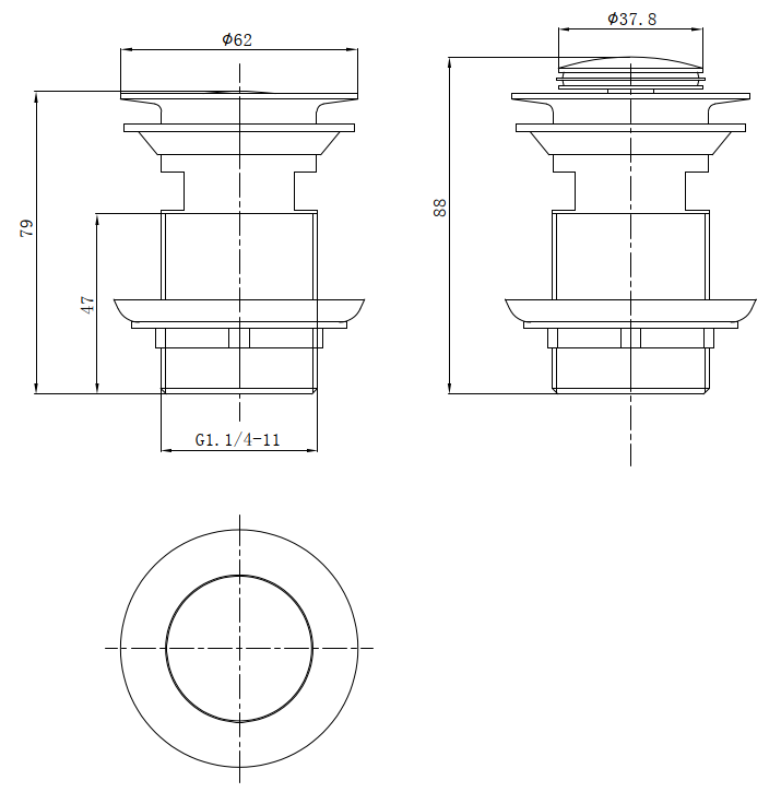 Pop Up 32mm Basin Waste - Non Overflow - Neche Interiors