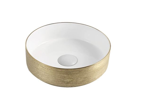 Decina Florencia Counter Top Basin Gloss White/ Textured Gold