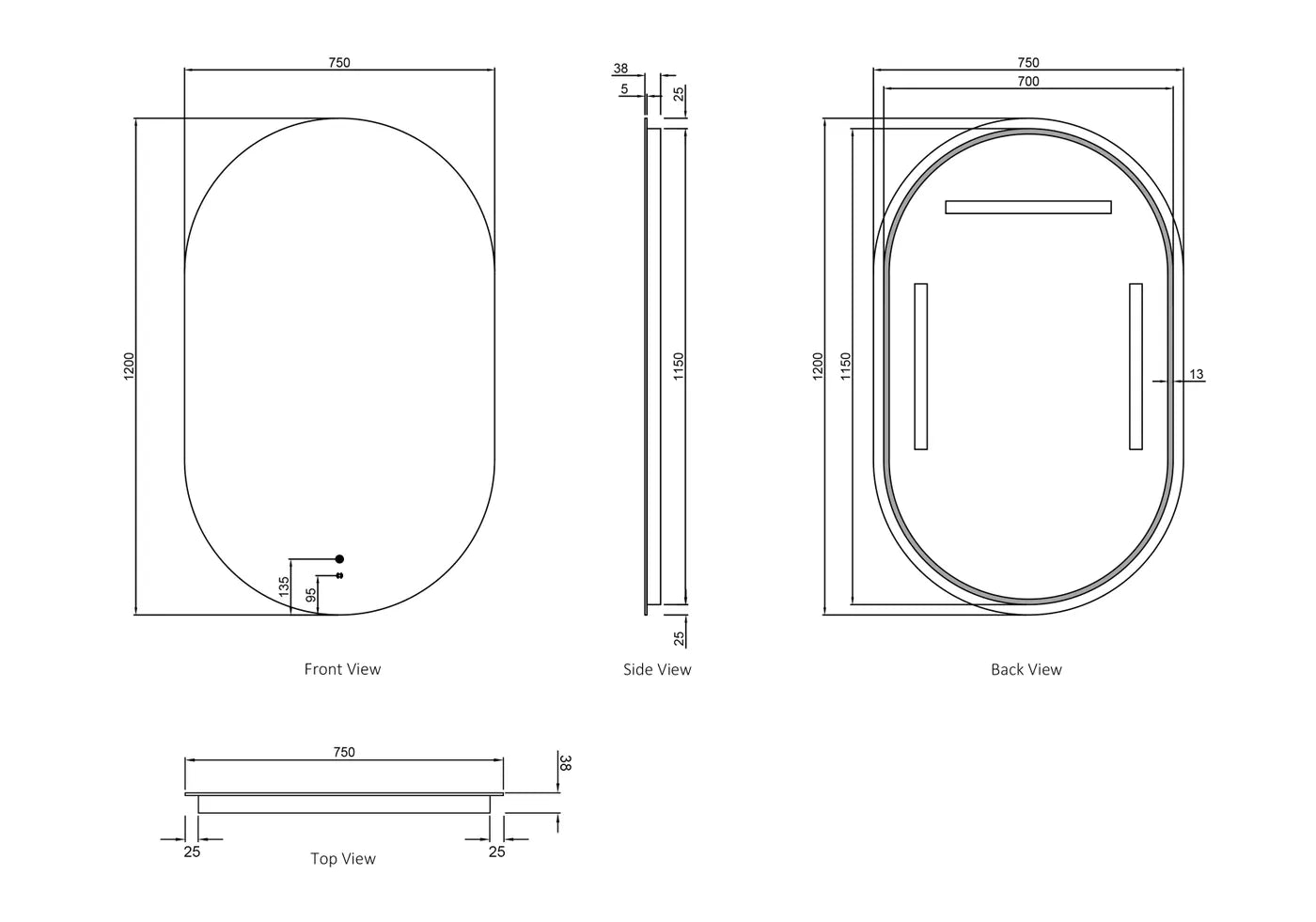 Noosa LED Frameless Mirror - Neche Interiors