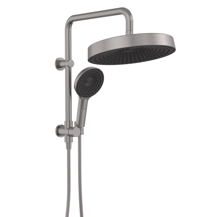 Fienza Kuro Twin Half-Rail Shower Round Head Gun Metal