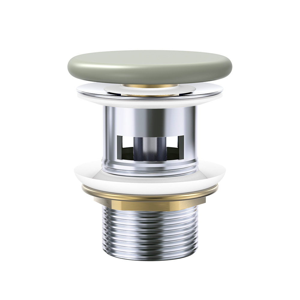 Fienza Matte Olive flat ceramic cap 32mm overflow basin waste WAS58FMG