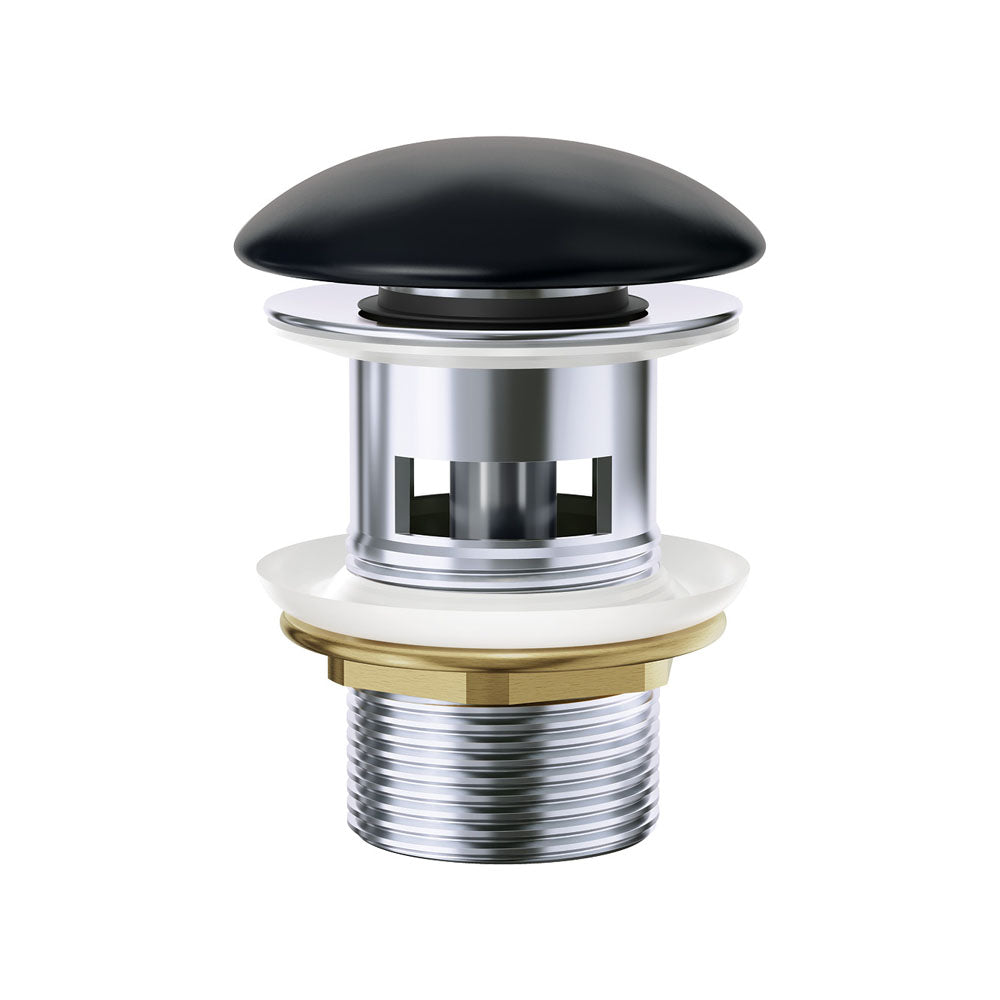 Fienza Pop-Up 32mm Overflow Basin Waste, Matte Black Ceramic Cap WAS58MB