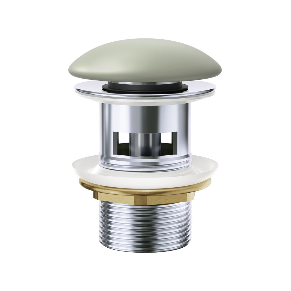 Fienza Pop-Up 32mm Overflow Basin Waste, Matte Olive Ceramic Cap WAS58MG
