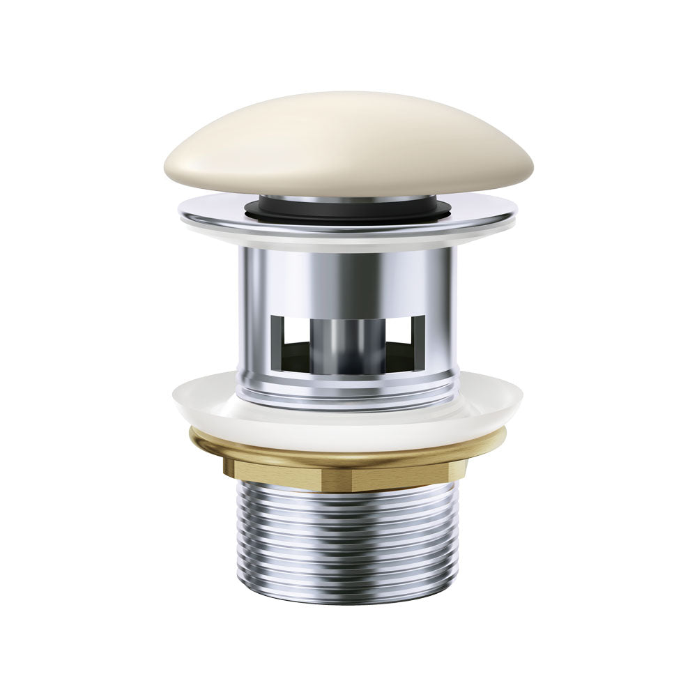 Fienza Pop-Up 32mm Overflow Basin Waste, Matte Khaki Ceramic Cap WAS58MK