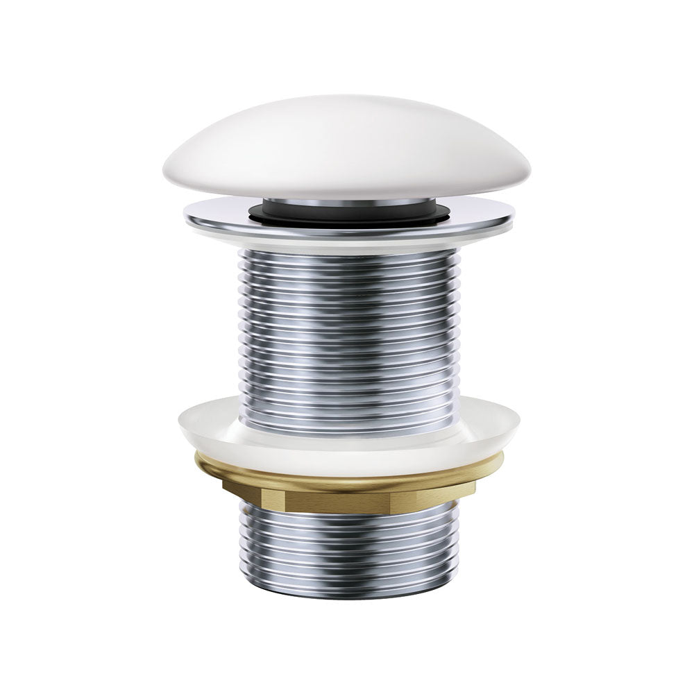 Fienza Pop-Up 32mm Non-Overflow Basin Waste, Matte White Ceramic Cap WAS59MW