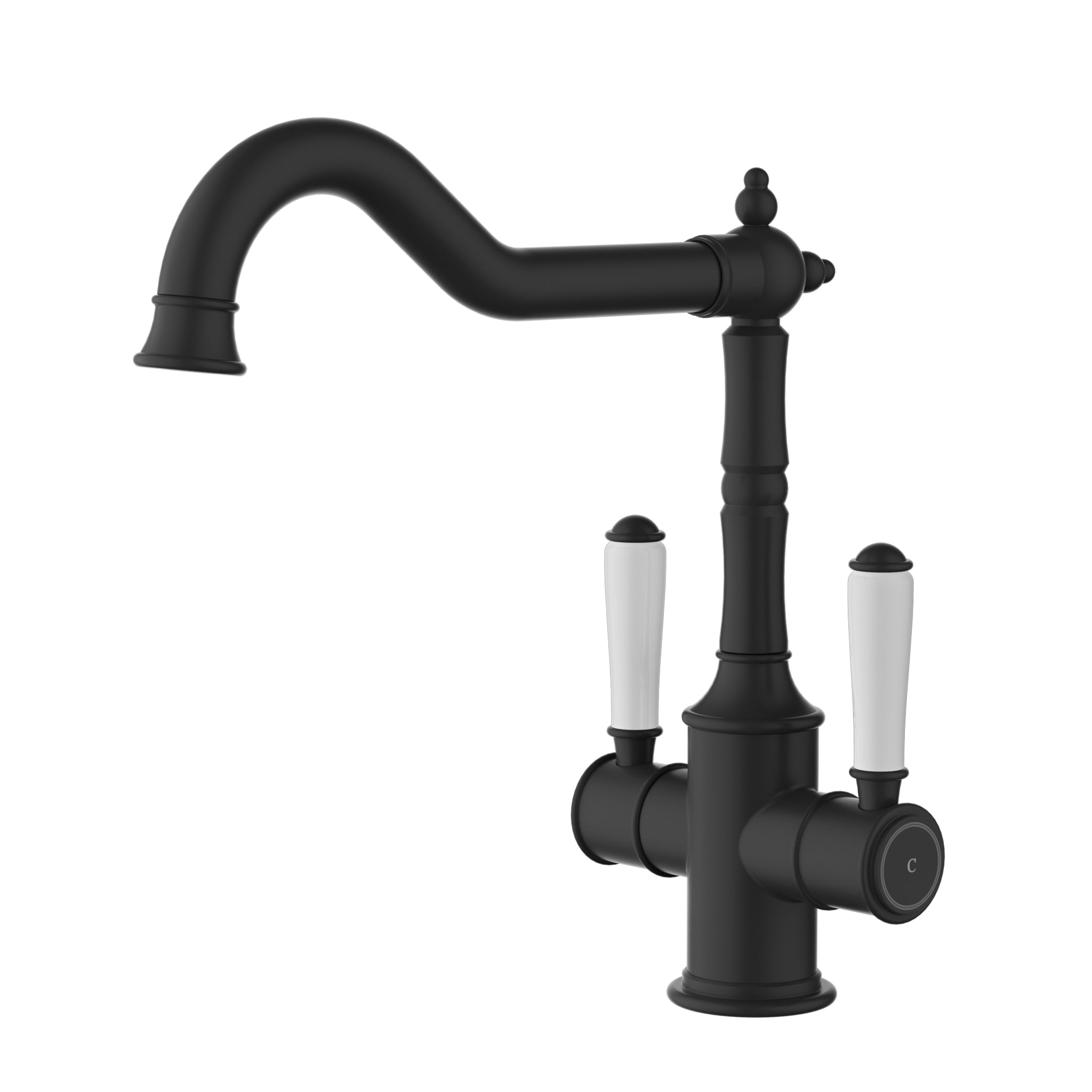 Clasico Sink Mixer Twin Handle - Matt Black
