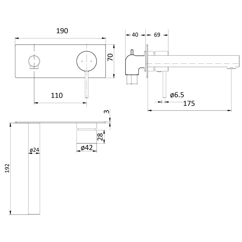 Hali Wall Basin Mixer Straight Spout