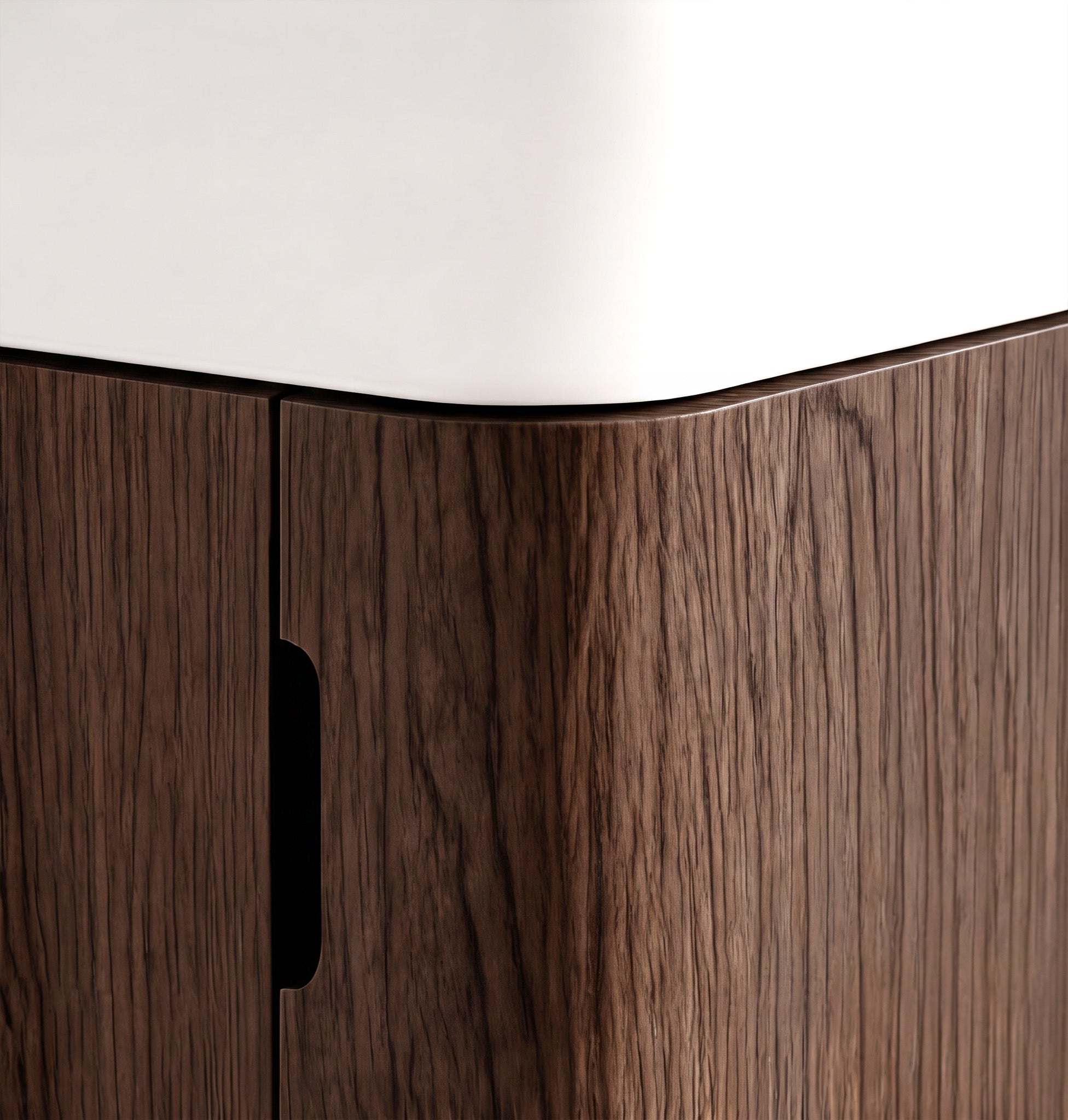 Otti Maxi Space Saver Sable Walnut Curved Floor Standing Vanity