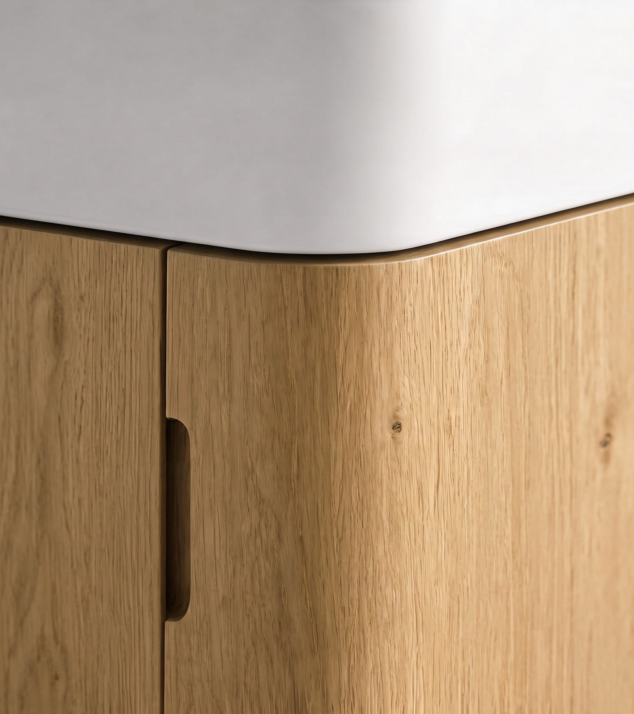 Otti Maxi Space Saver Woodland Oak Curved Floor Standing Vanity