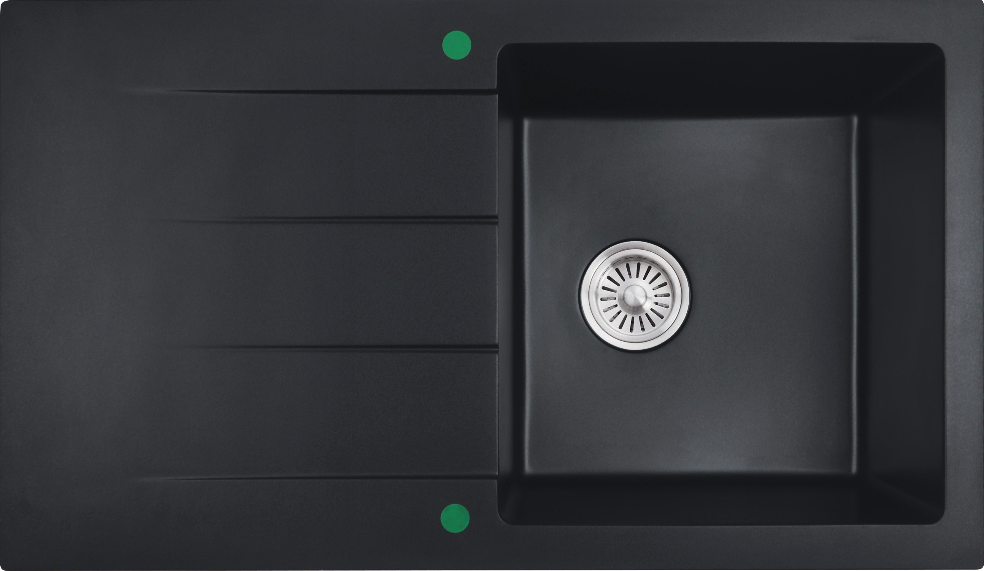Cora Black Granite Sink One Bowl with drainer 860x500x210 - Matt Black