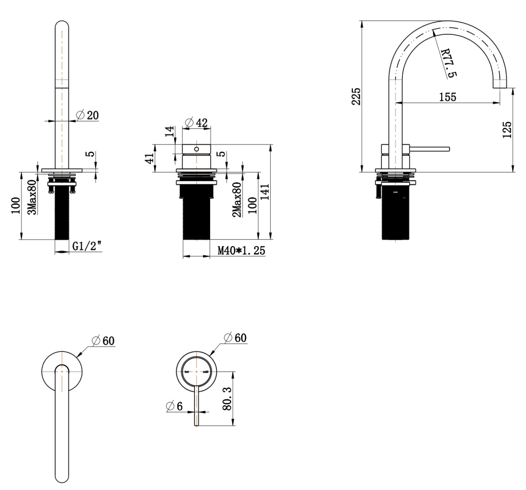 Mica Gooseneck Hob Basin Mixer Set - Neche Interiors