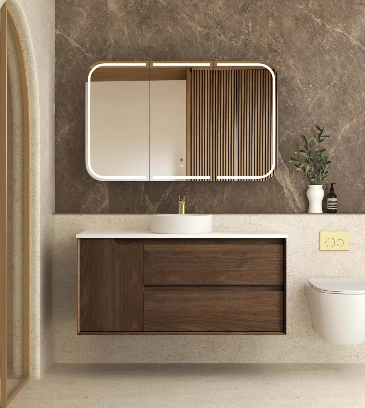 Byron Sable Walnut Wall Hung Vanity - Neche Interiors