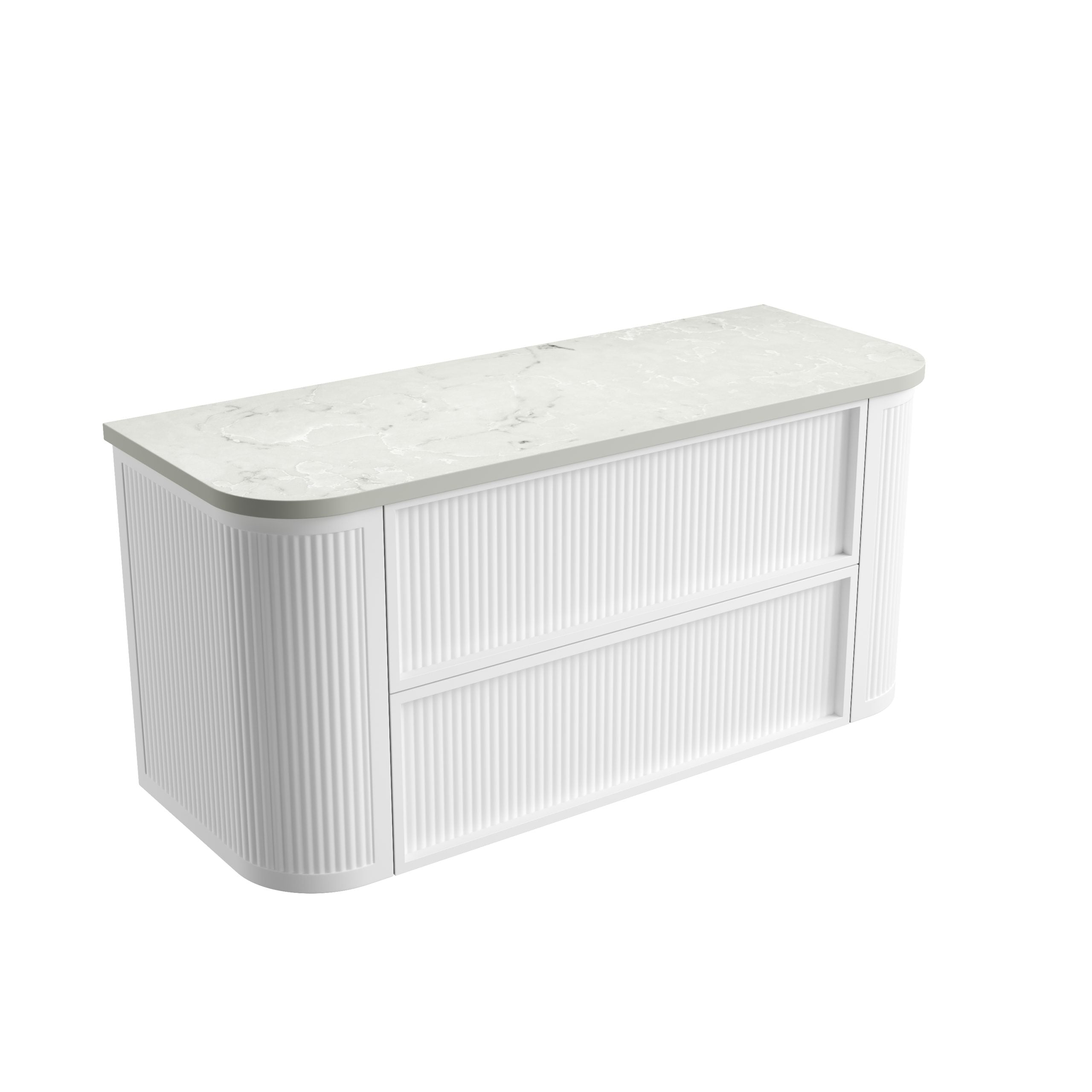 Ramee Matte White Fluted Wall Hung Vanity - Neche Interiors