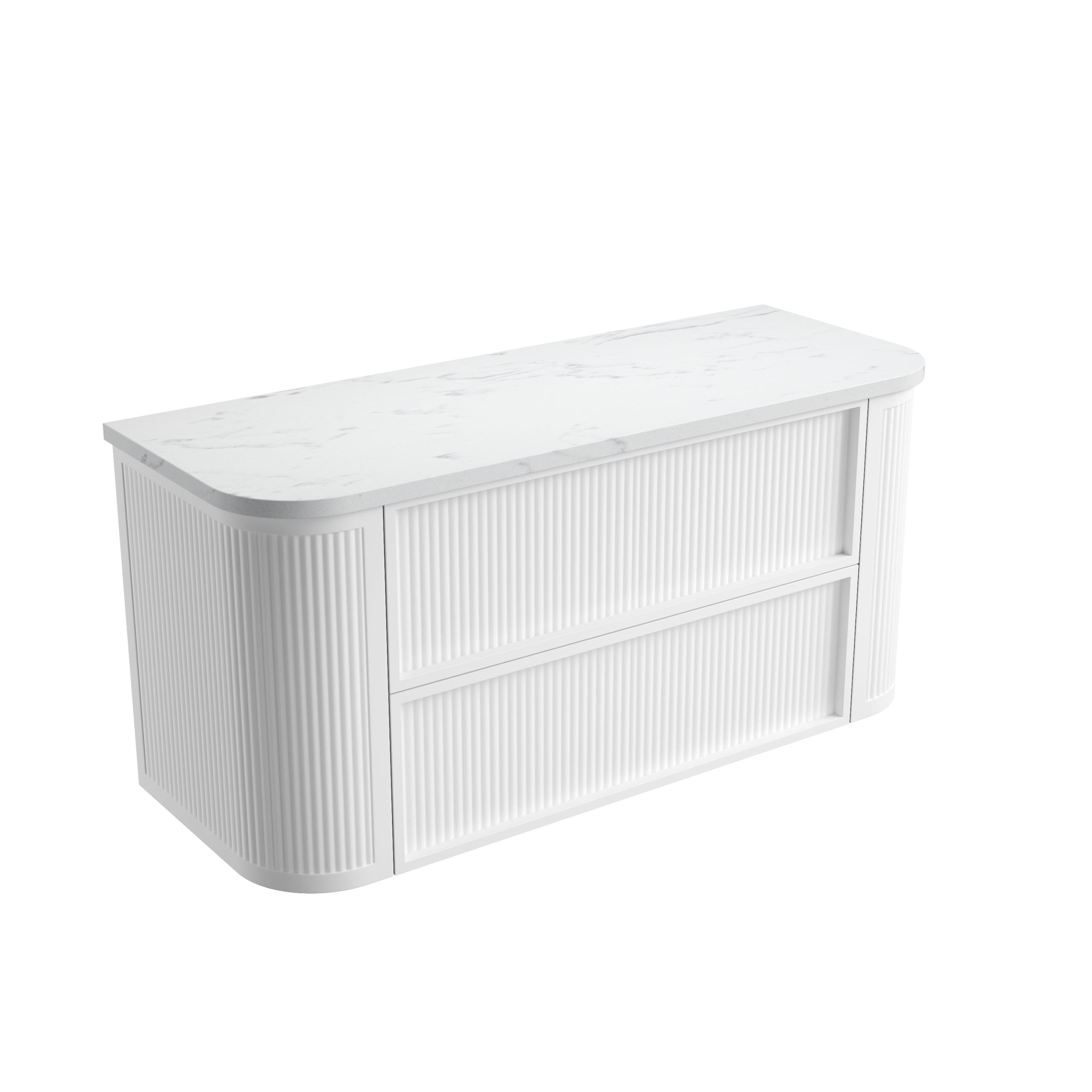 Ramee Matte White Fluted Wall Hung Vanity - Neche Interiors