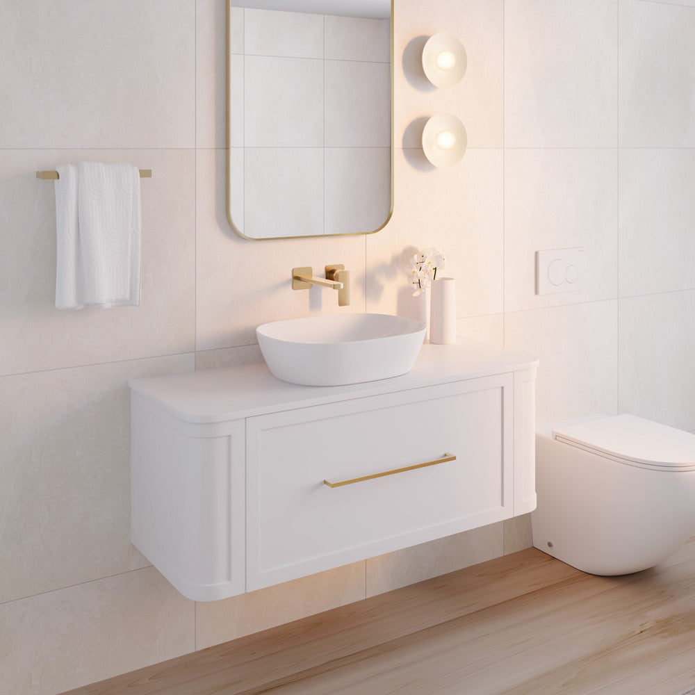 Mila Curved Satin White Cabinet