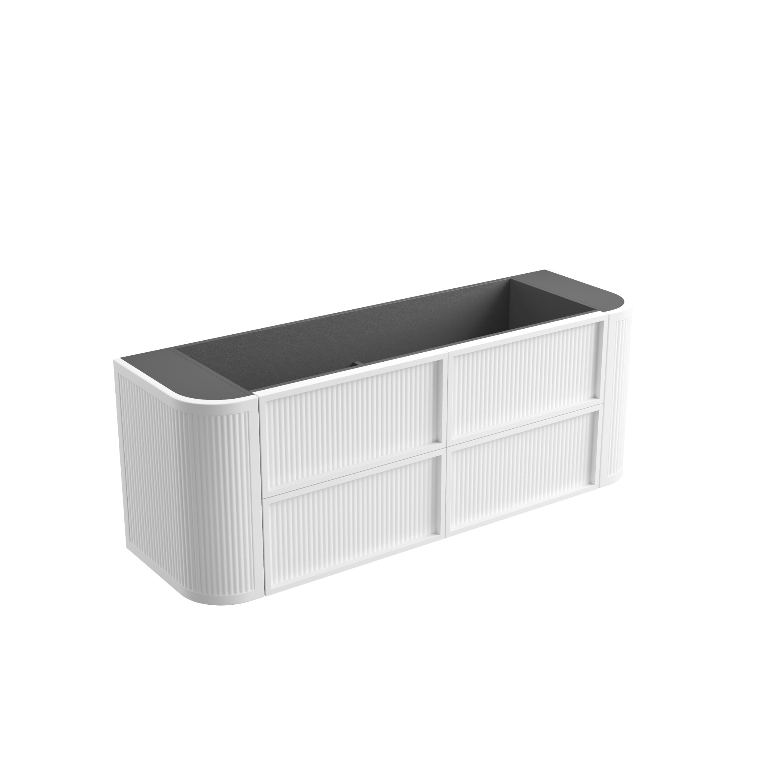 Ramee Matte White Fluted Wall Hung Vanity - Neche Interiors
