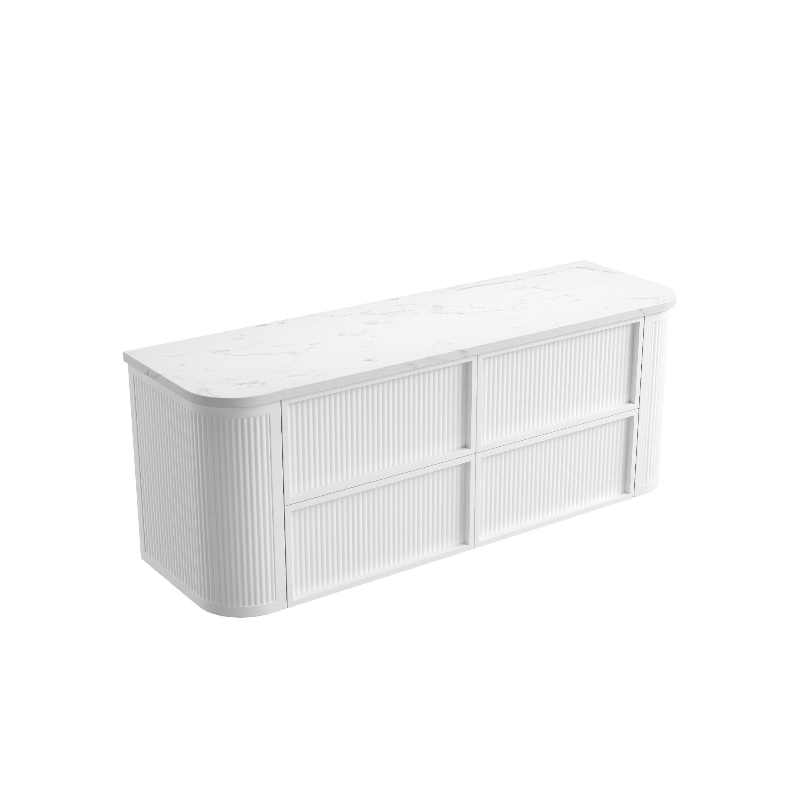 Ramee Matte White Fluted Wall Hung Vanity - Neche Interiors