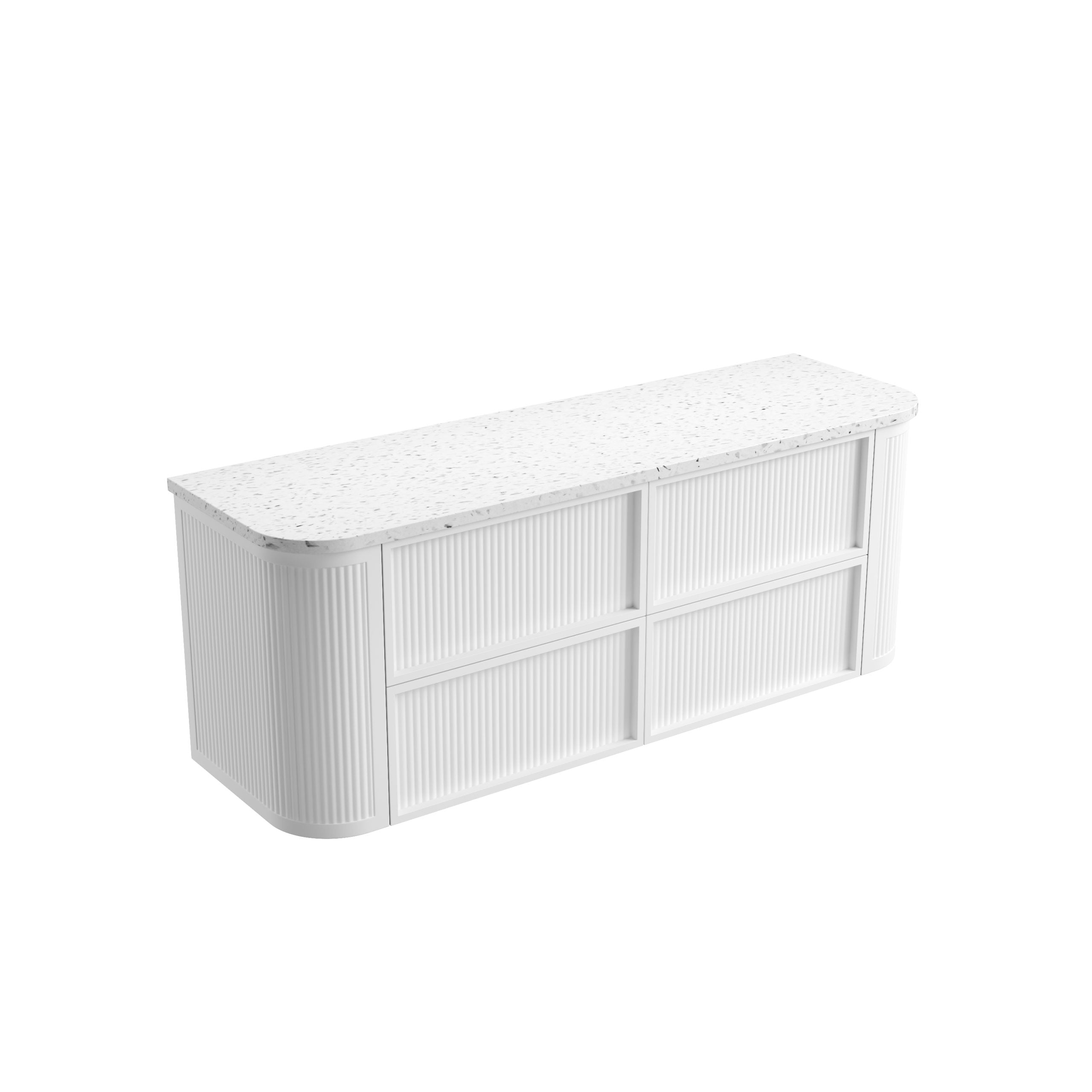 Ramee Matte White Fluted Wall Hung Vanity - Neche Interiors