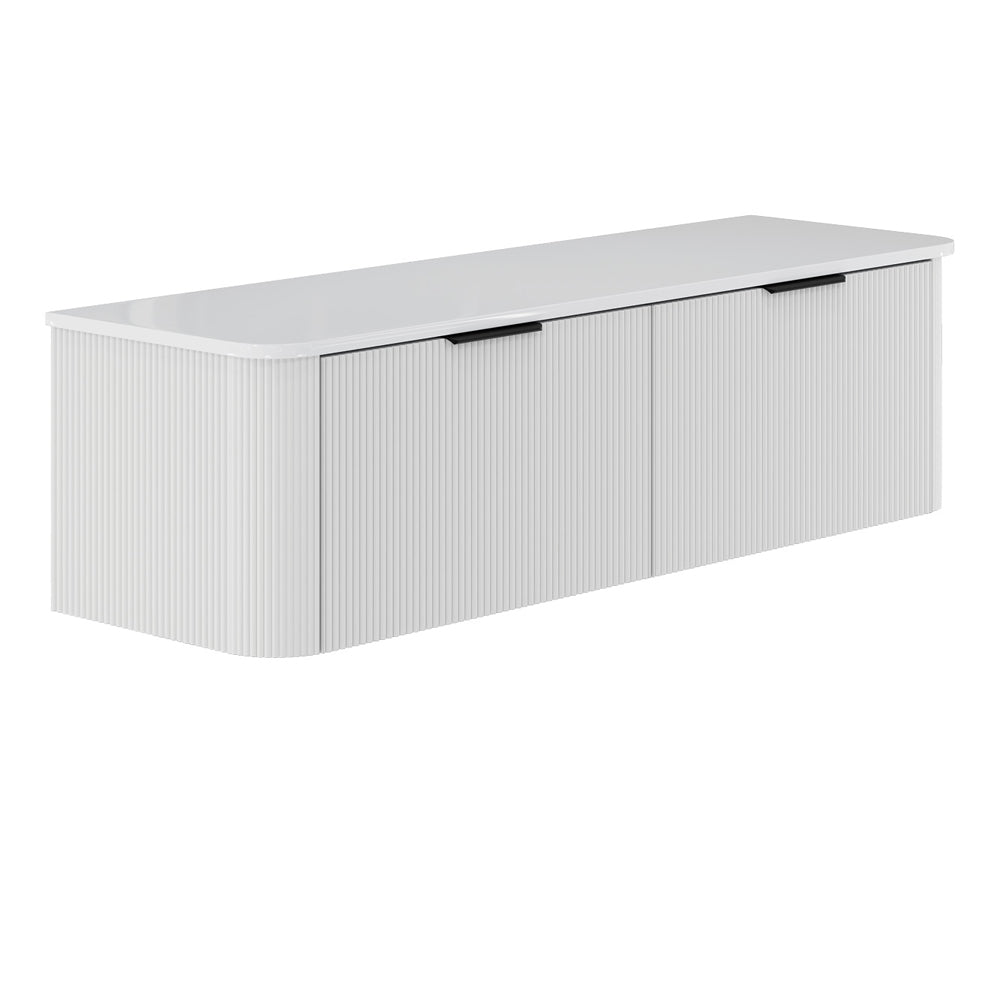 Minka Curved Satin White Cabinet