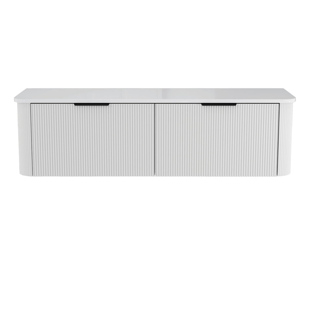 Minka Curved Satin White Cabinet