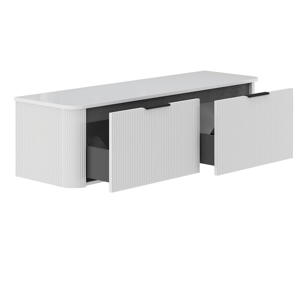 Minka Curved Satin White Cabinet